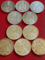 Lot de 10 X 50 Francs Hercule - 30g - Argent 900/1000 - état +++! années diverses