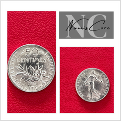 50 Centimes de Franc  Semeuse - 1917  -  ARGENT