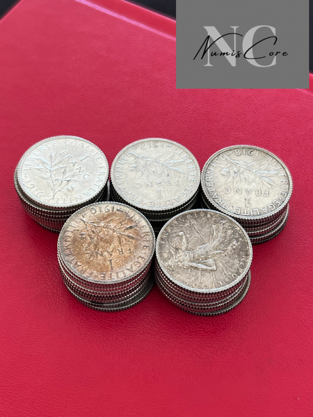 Lot of 50 X 1 Franc Semeuse - 5g - 835/1000 silver - various years and states