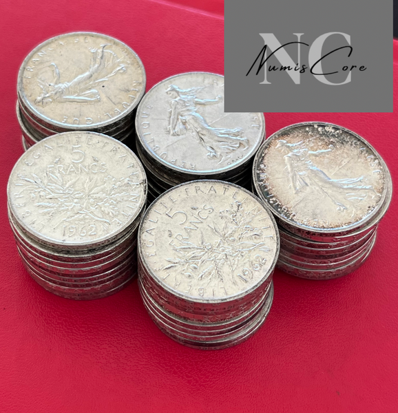 Lot of 50 X 5 Francs Semeuse - 12g - 835/1000 silver - various years and states
