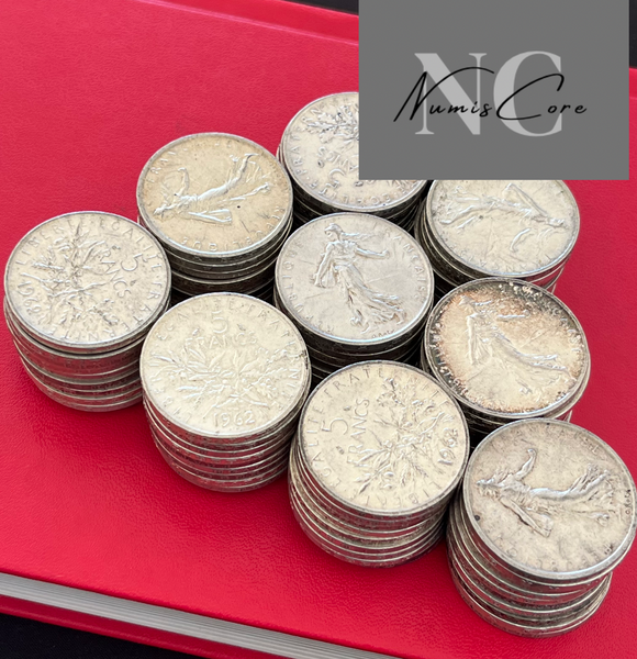Lot of 100 X 5 Francs Semeuse - 12g - 835/1000 silver - various years and states