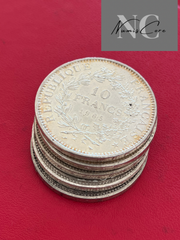 Lot de 5 X 10 Francs Hercule - 25g - Argent 900/1000 - années et états divers - de belles monnaies / piece - NumisCore
