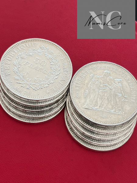 Lot of 10 X 50 Hercule Francs - 30g - 900/1000 silver - various years and states