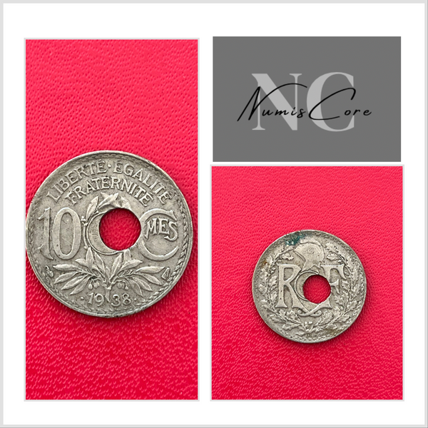 10-Centimes de Franc - Lindauer - 1938 - Fault - decentralized hole