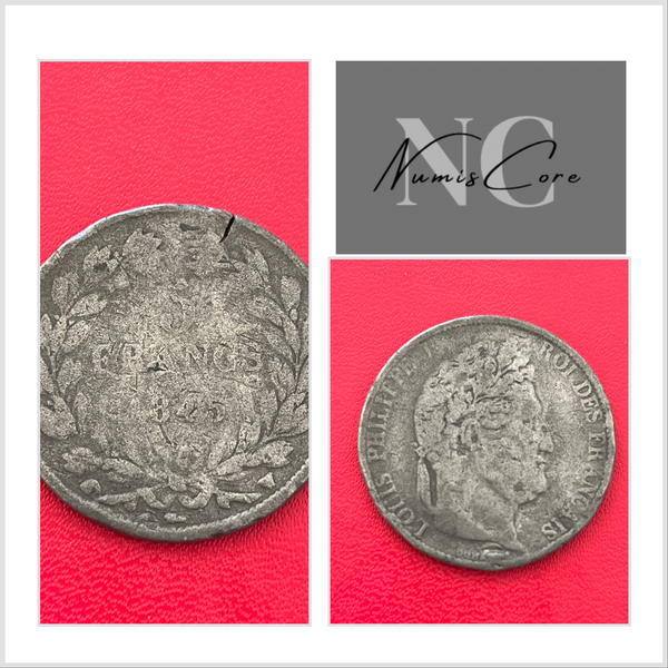 5 Francs - Ecu Louis-Philippe 1 - 1845 W for Lille - Period fake in pewter
