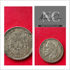 5 Francs Napoleon - 1867 A Paris - Argent